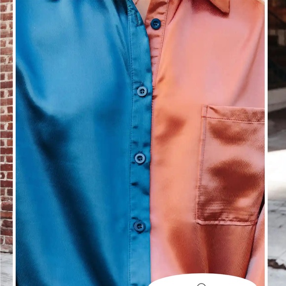 Satin Colorblock button down - Picture 2 of 4